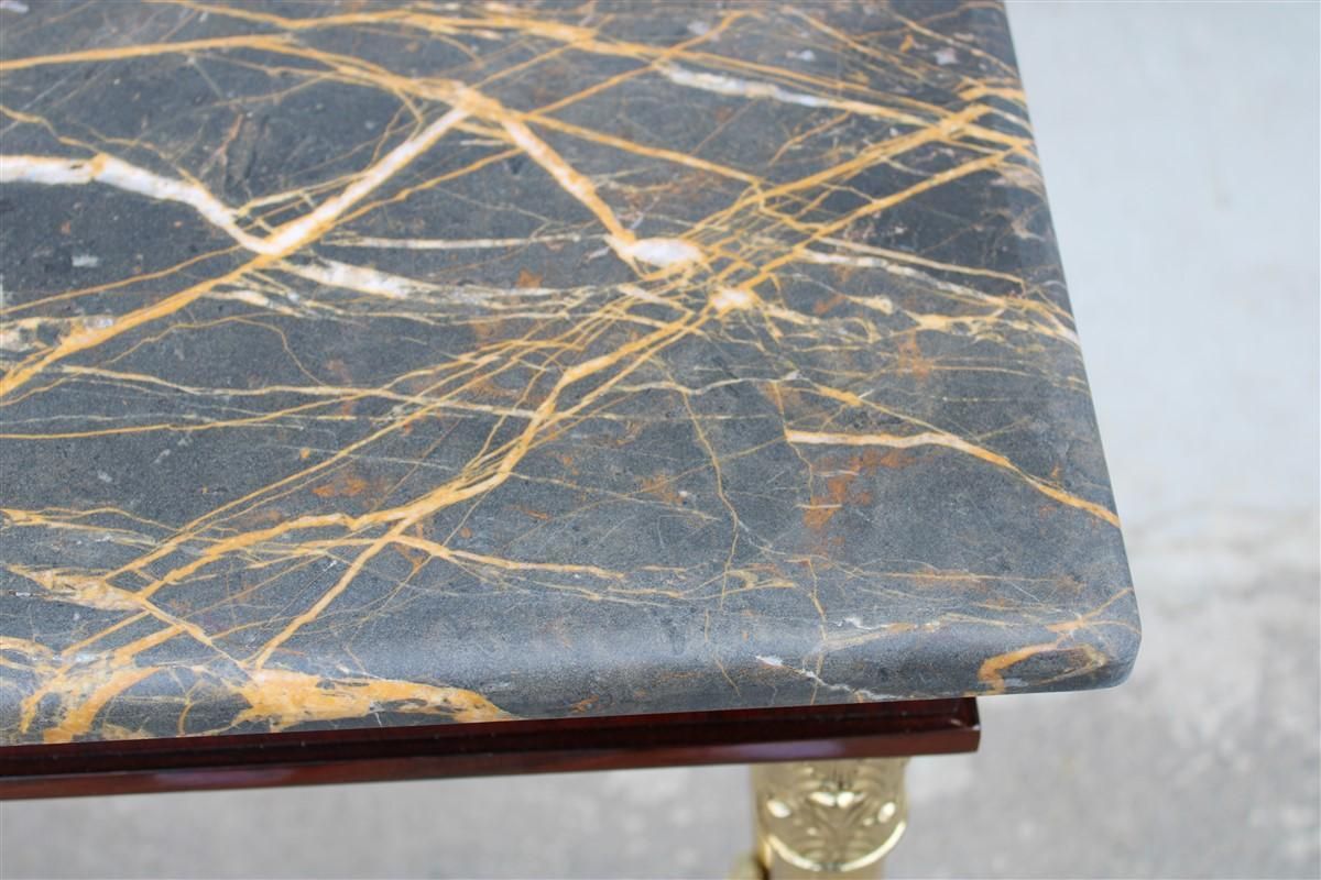 Mid Century Italian Console Wood Marble Portoro Solid Brass Paolo Buffa Design photo vintage