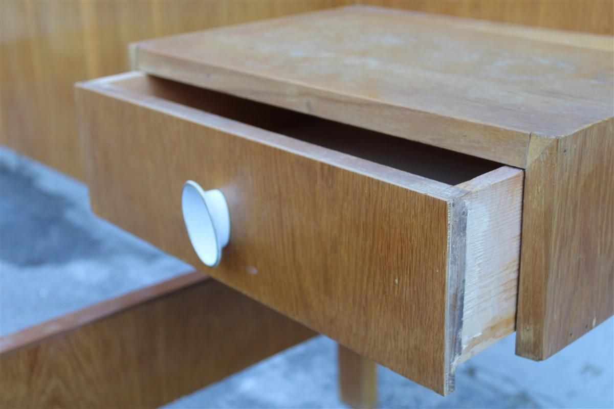 photo furniture Large Mid Century Italian Bed In Chestnut And Brass By Gio Ponti Attributed 1950