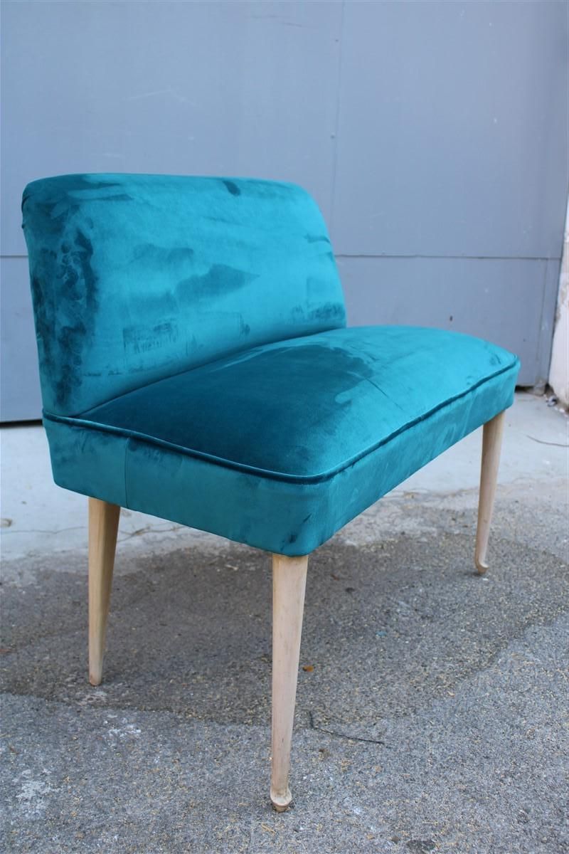 Small Sofa Italian Mid Century Design Green Velvet Cesare Lacca, 1950s photo buy