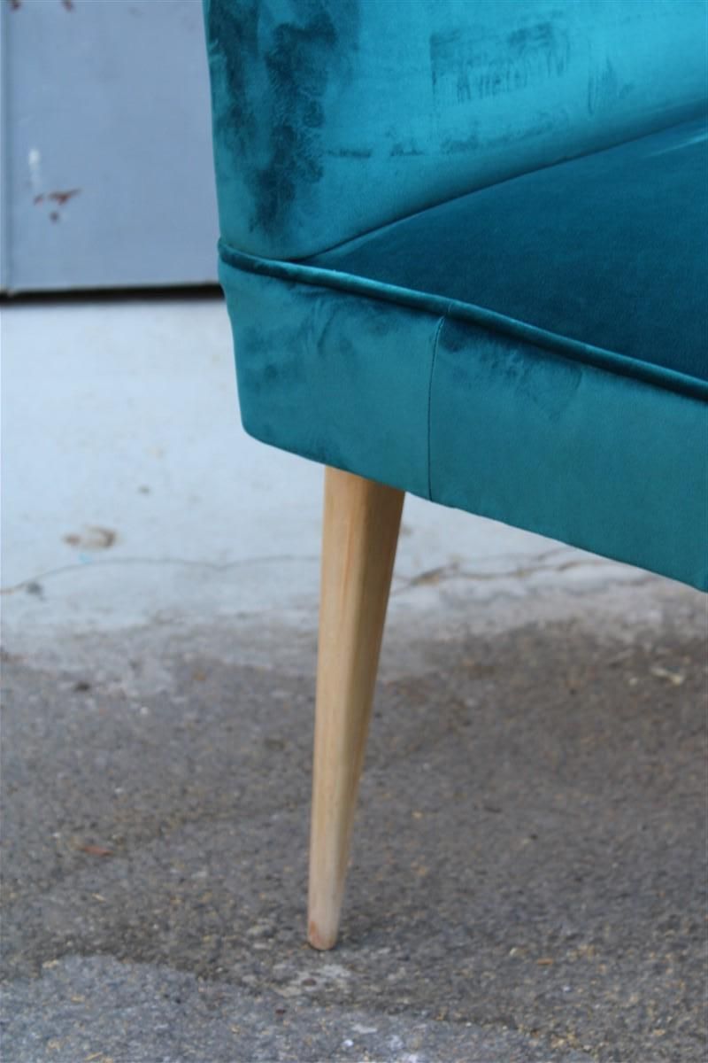photo for sale Small Sofa Italian Mid Century Design Green Velvet Cesare Lacca, 1950s