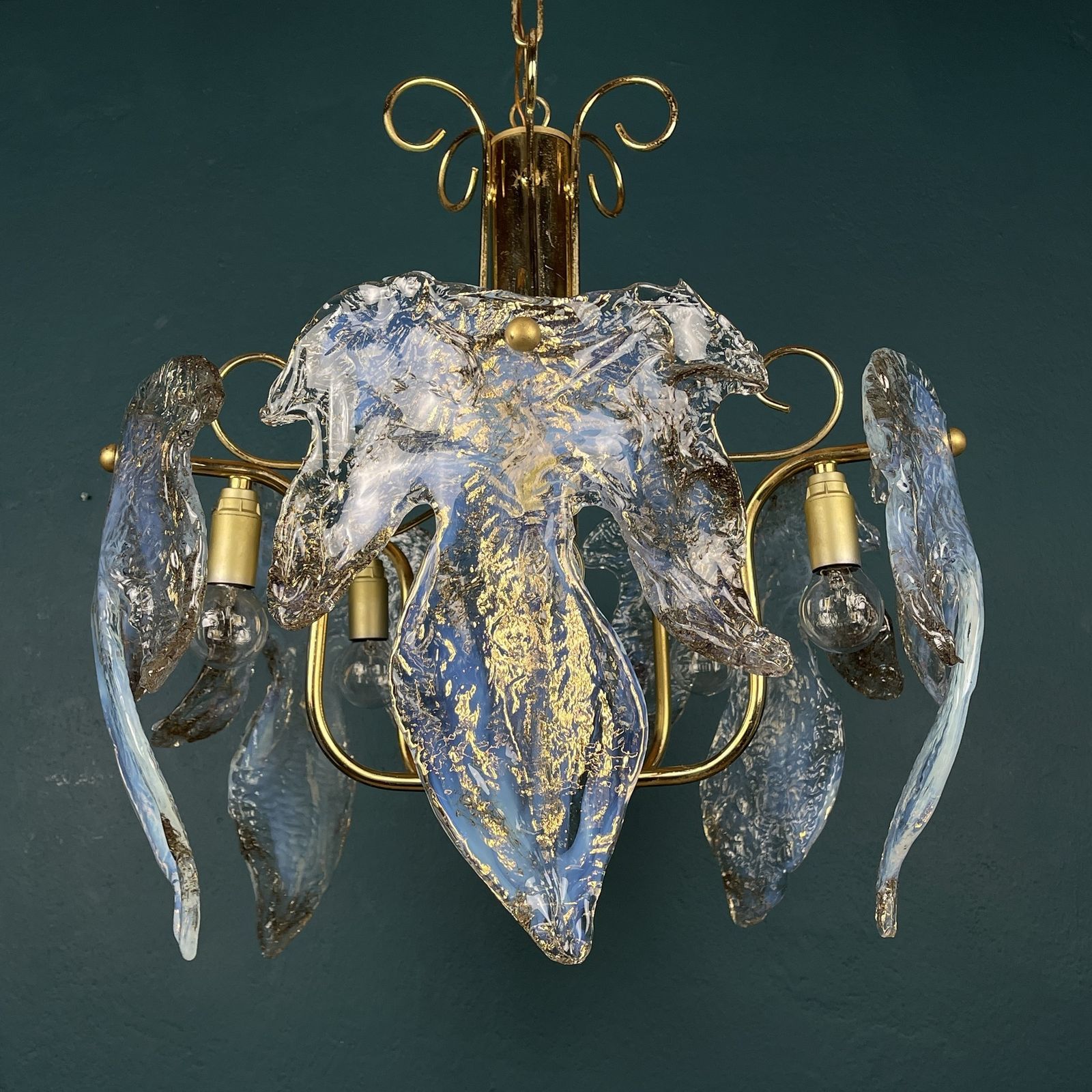 Vintage Murano Ice Glass Chandelier Italy 1970s photo furniture