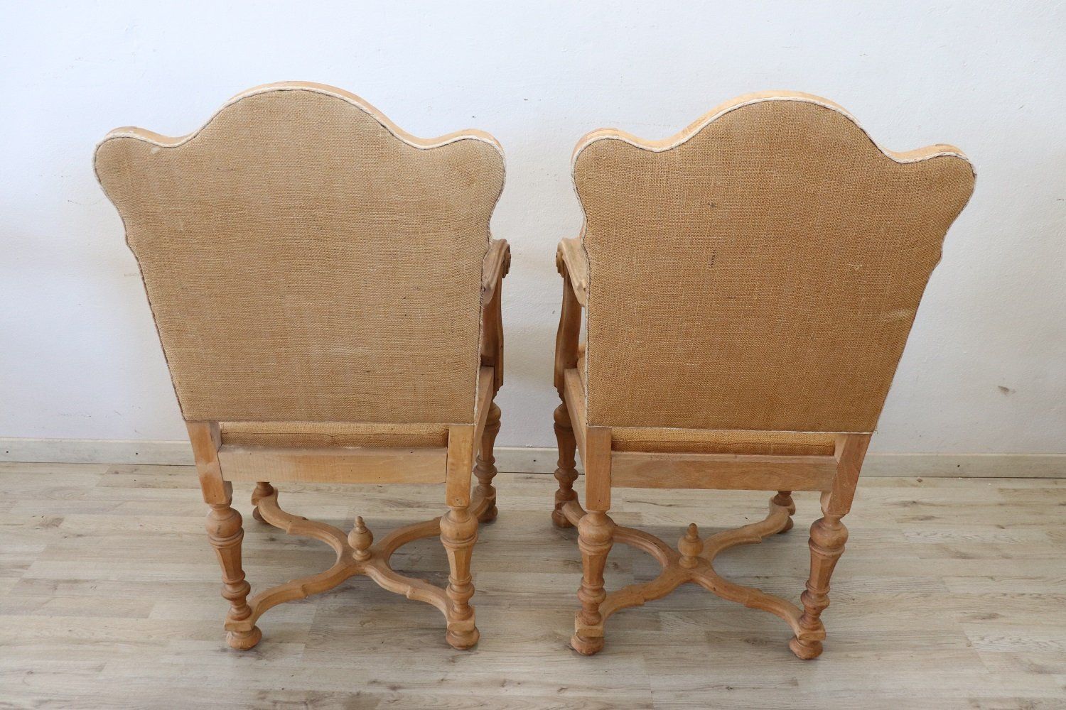 Jute And Poplar Wood Armchairs, 1930s, Set Of 2 photo furniture