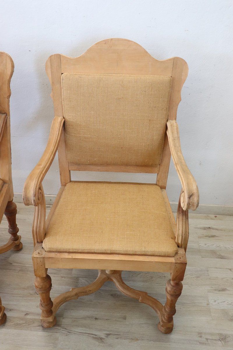 Jute And Poplar Wood Armchairs, 1930s, Set Of 2 photo for sale