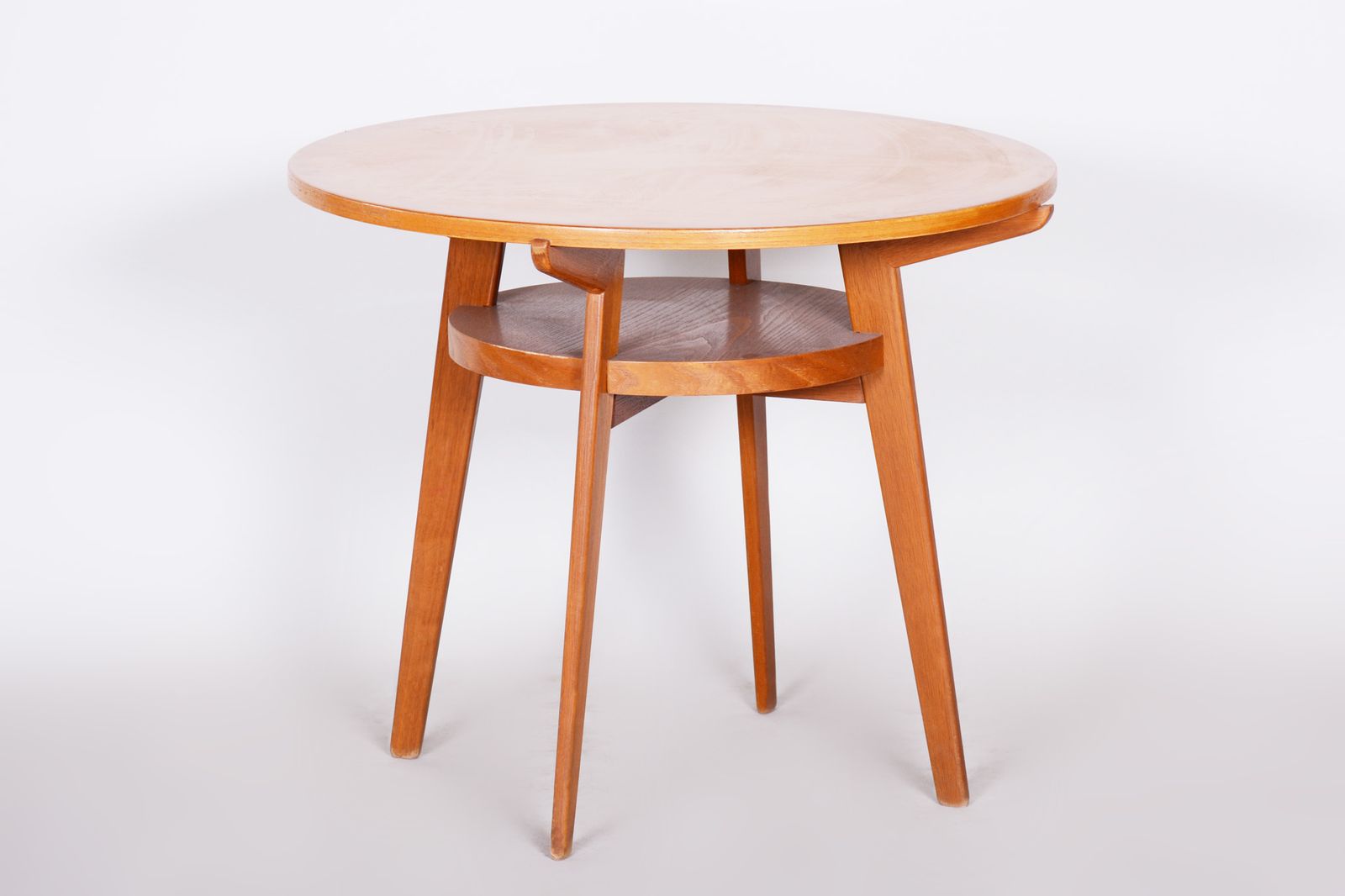 Small Mid Century Table, Made In Czechia, 1950s, Original Condition, Oak
