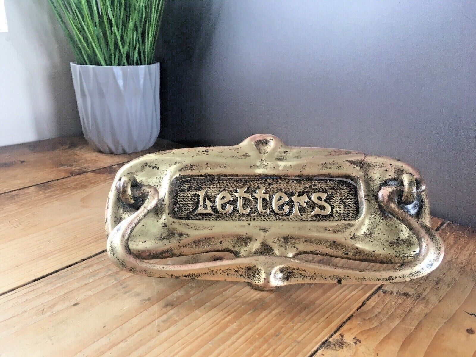 photo furniture Reclaimed Antique Art Nouveau Brass Door Knocker Mail Letter Box Posting Slot