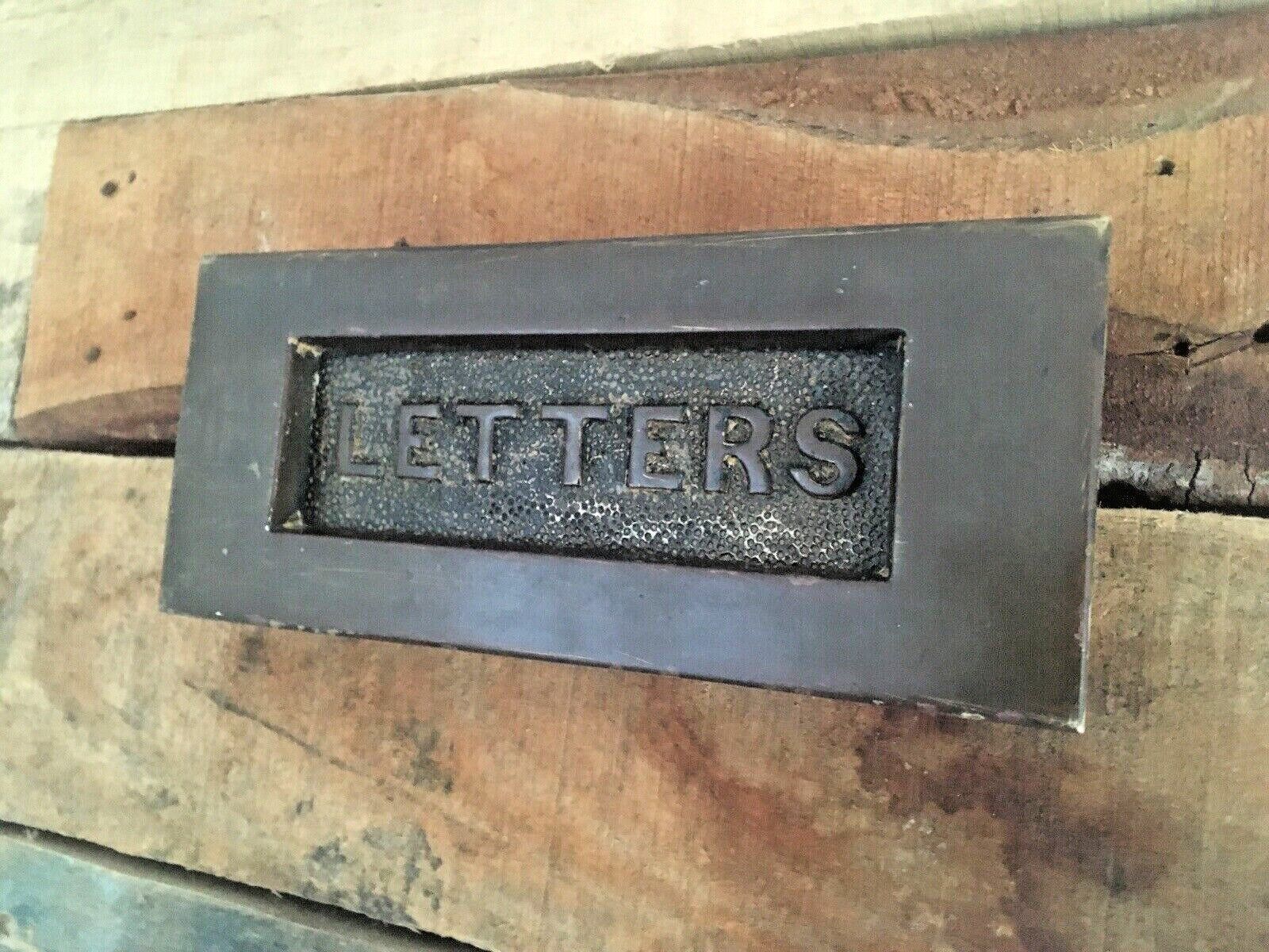 Reclaimed Antique Bronze Door Letter Letters Box Mail Posting Slot Copper Brass photo furniture