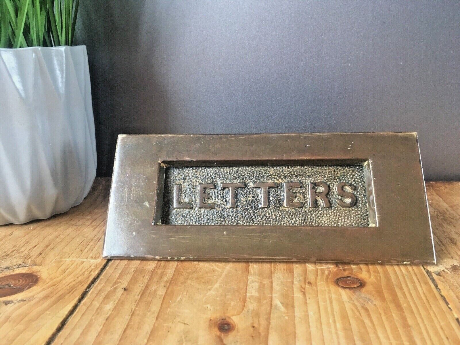 Reclaimed Antique Bronze Door Letter Letters Box Mail Posting Slot Copper Brass photo 110.0