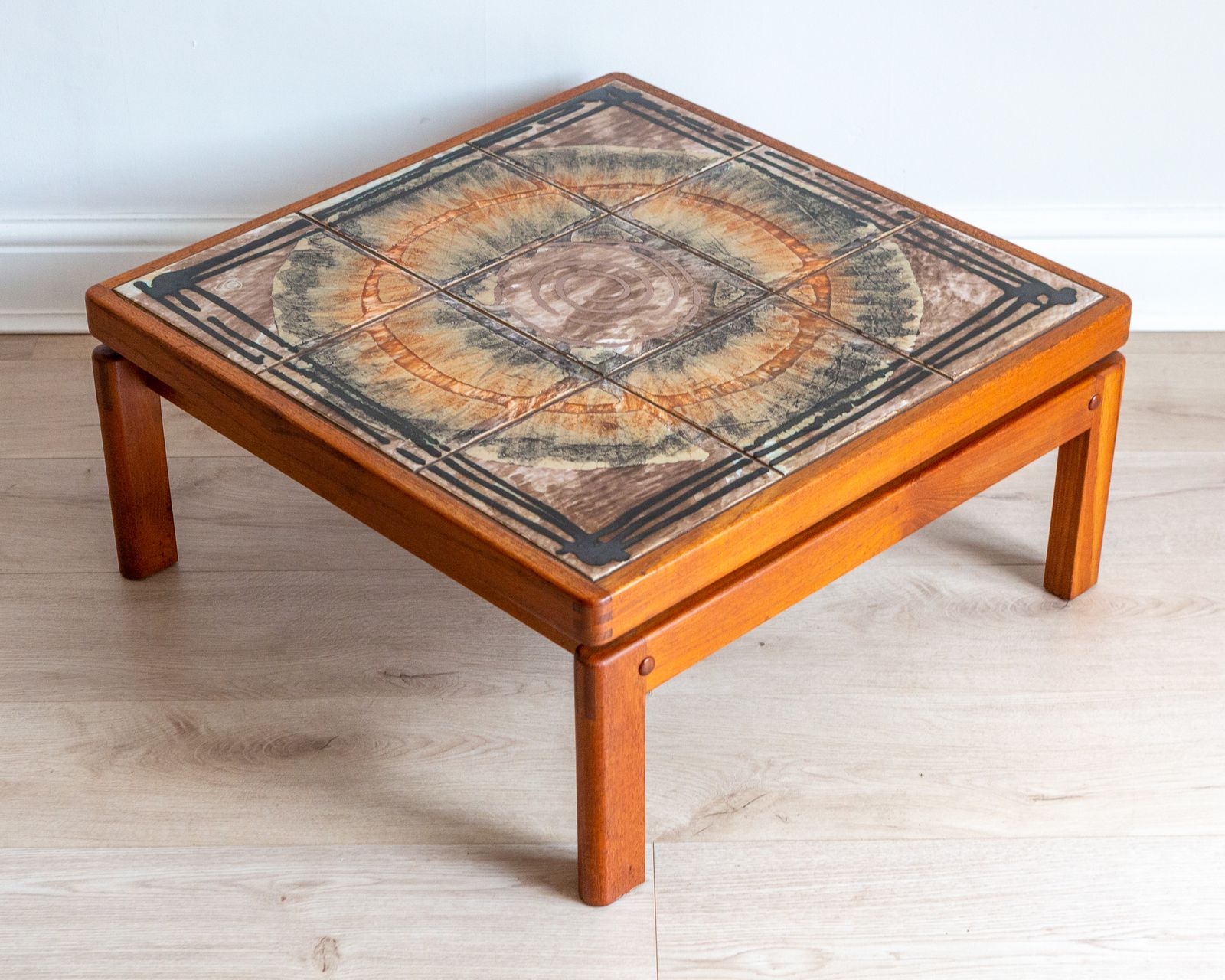 photo furniture Signed Danish Ceramic Tiled Floating Ox Art Trioh Coffee Table Scandinavian 1970s Mid Century