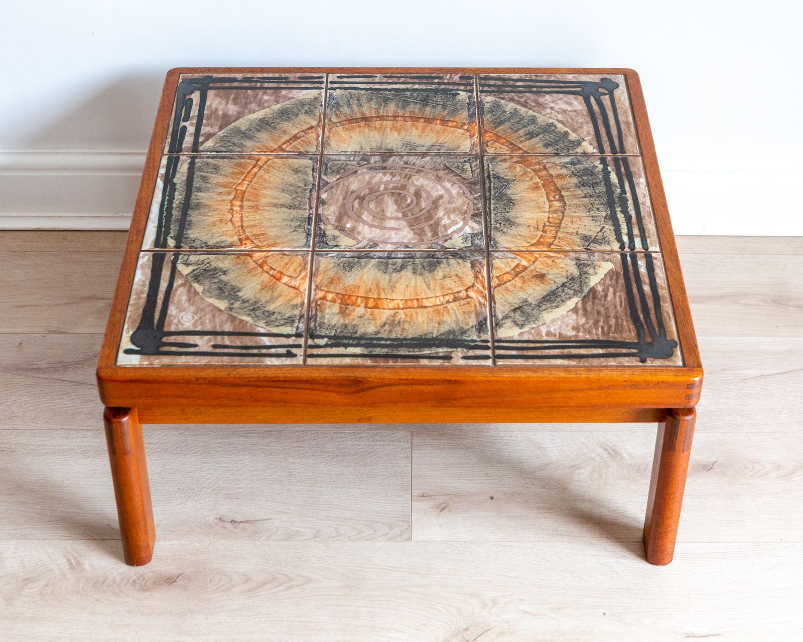 Furniture Signed Danish Ceramic Tiled Floating Ox Art Trioh Coffee Table Scandinavian 1970s Mid Century photo