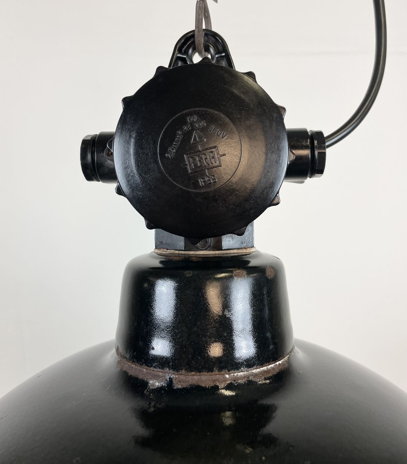 photo vinterior East German Enamel Factory Light By Lbd Veb Leuchtenbau Dresden, 1950s, 4x