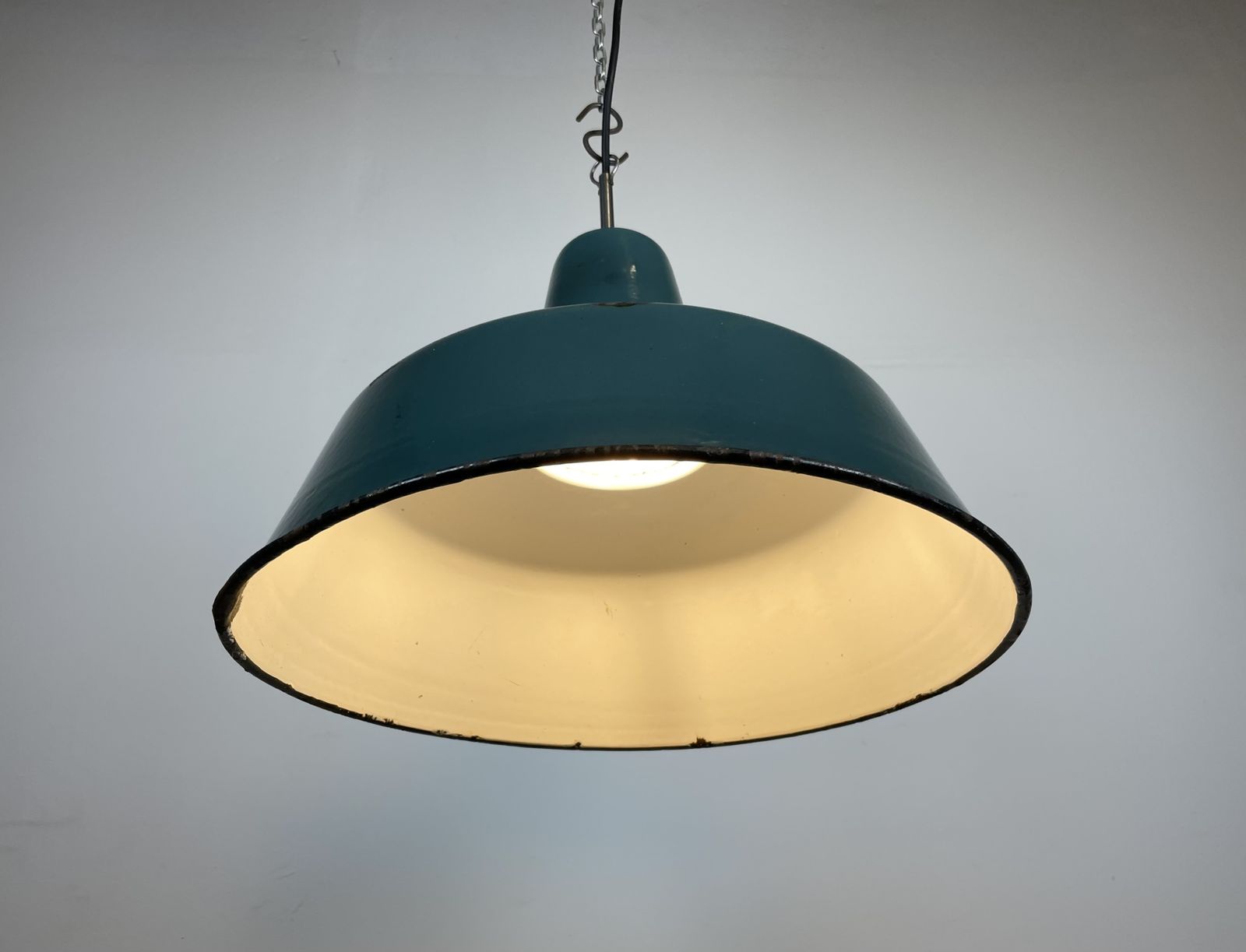 Industrial Green Enamel Factory Pendant Lamp, 1960s, 2x photo buy