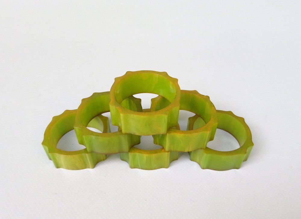 Art Deco Catalin Napkin Rings In Green Amber, Set Of 6 photo furniture