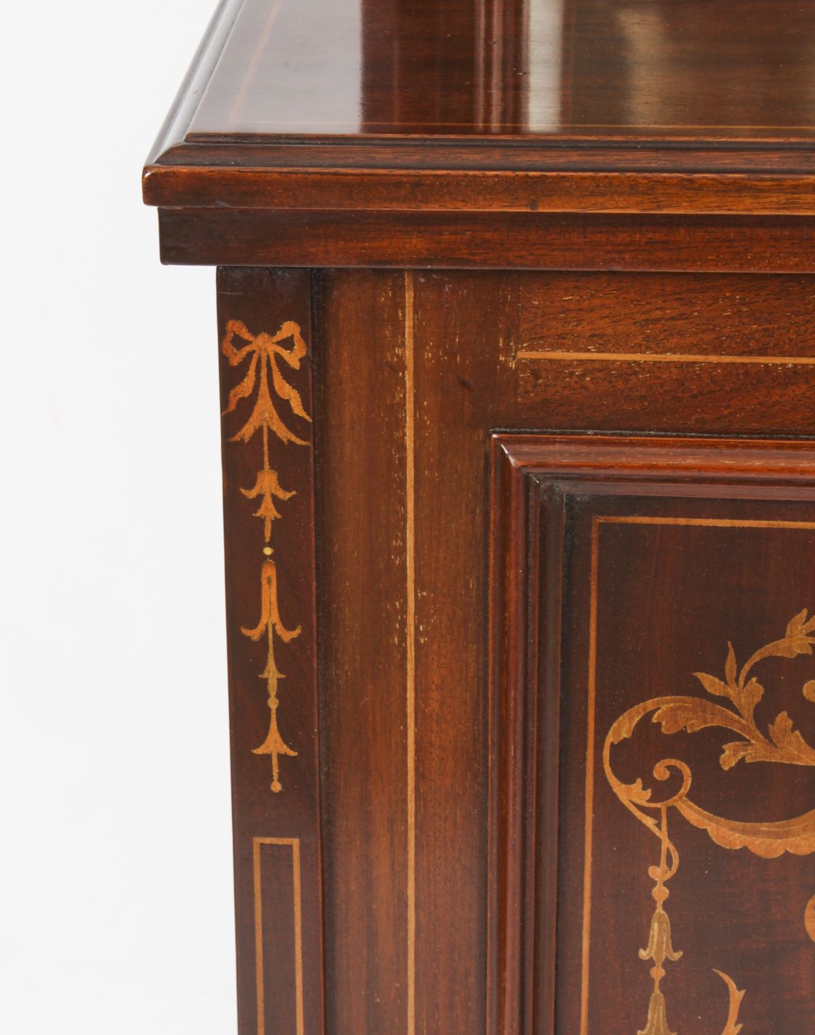 Pair Edwardian Mahogany Marquetry Bedside Chests 19th C photo vinterior