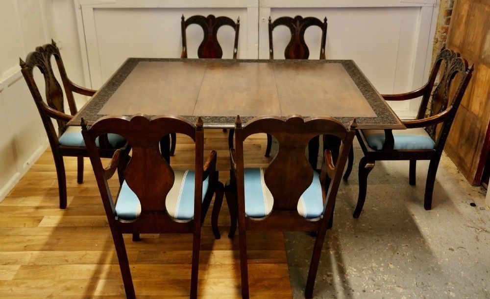 Carved Extending Table And 6 Matching Carver Chairs