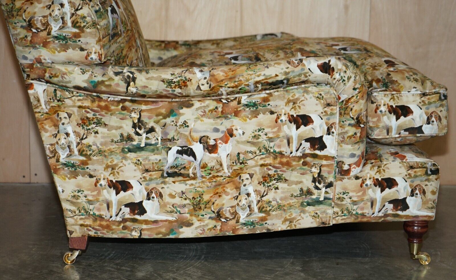 photo for sale New Pair Of Mulberry Custom Made Howard Love Seat Armchairs Hounds Silk Velvet