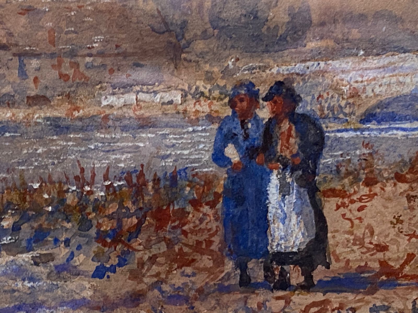 Watercolour Painting   19th Century "Boat And Figures" By J Buxton Knight photo Art