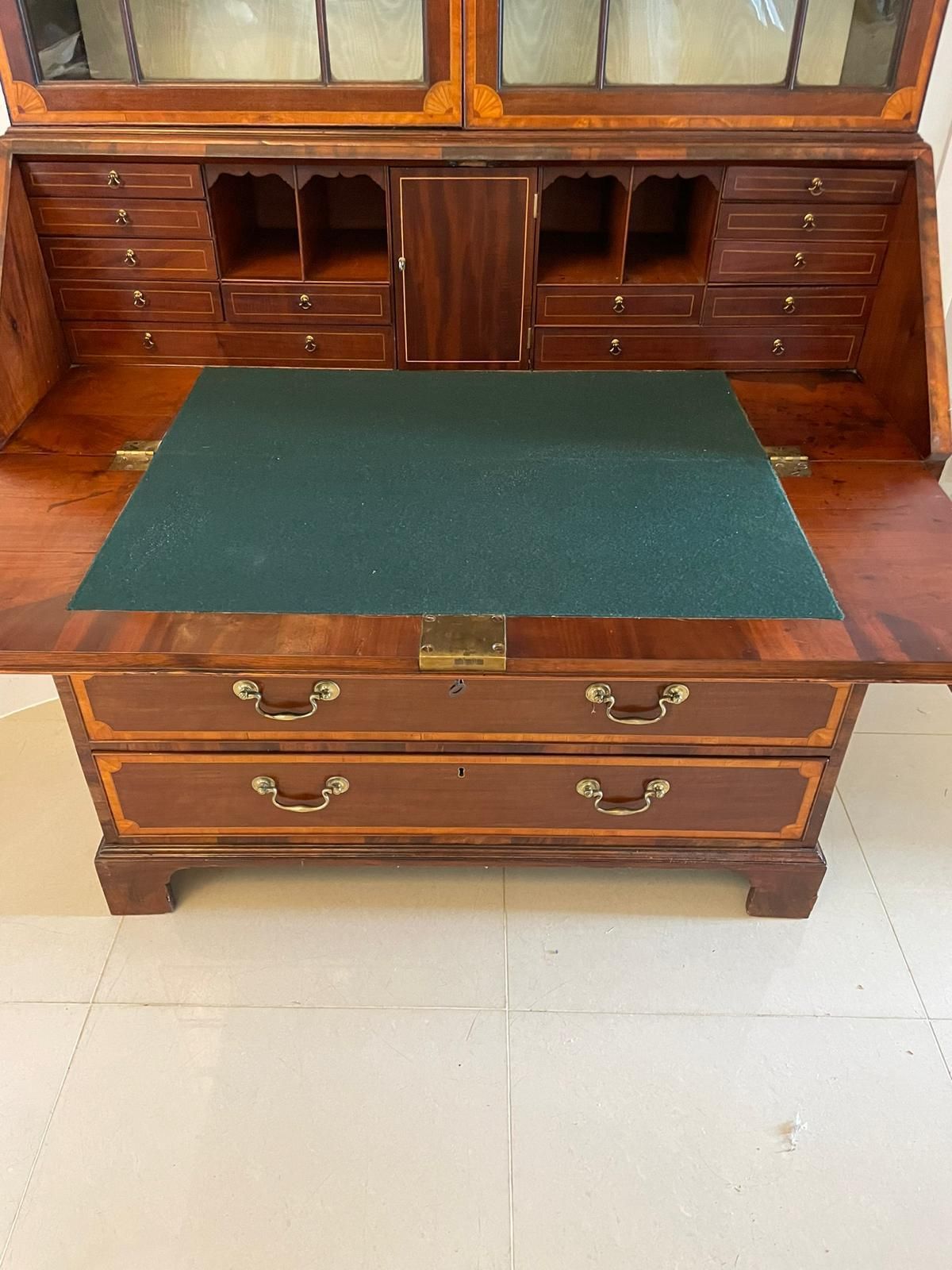 Outstanding Quality Antique Mahogany Inlaid Bureau Bookcase photo Furniture