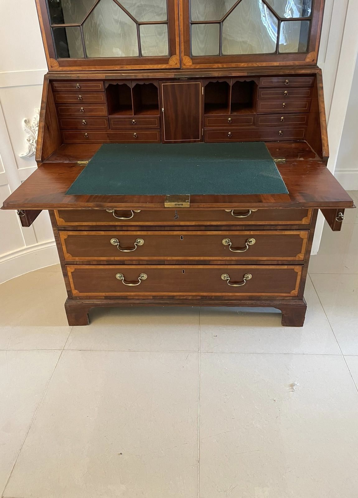 photo buy Outstanding Quality Antique Mahogany Inlaid Bureau Bookcase