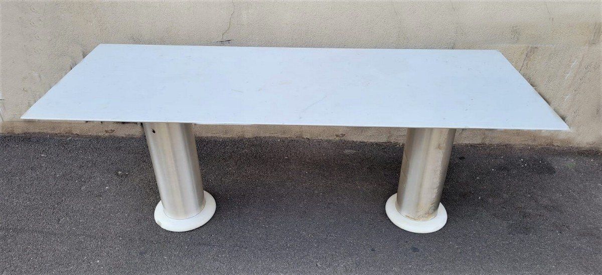 Lino Sabattini, Console In Marble And Brushed Aluminum, 20th Century photo 2084.0