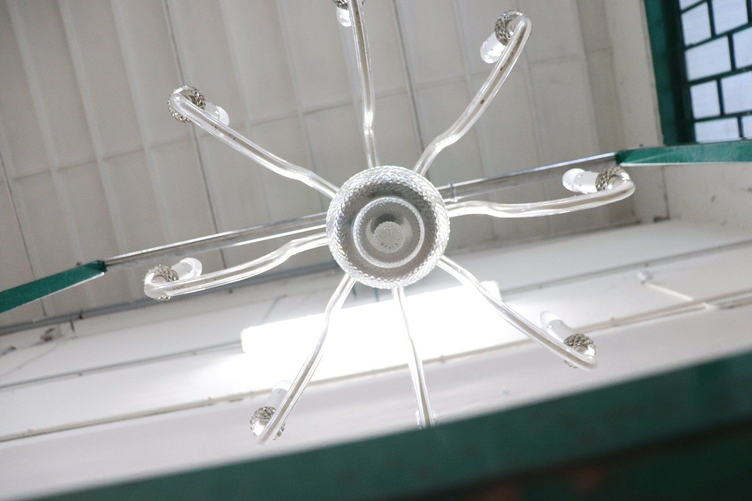 Lighting Vintage Transparent Murano Glass Chandelier 1980s photo