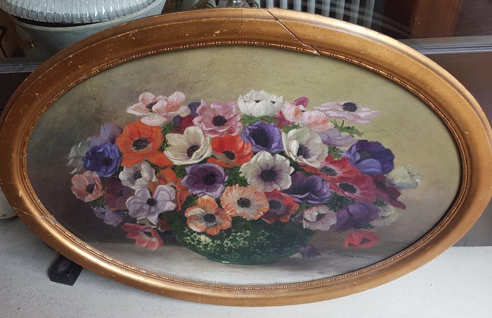 Romantic Still Life With Anemones, Early 20th Century, Oil On Canvas photo 411.84