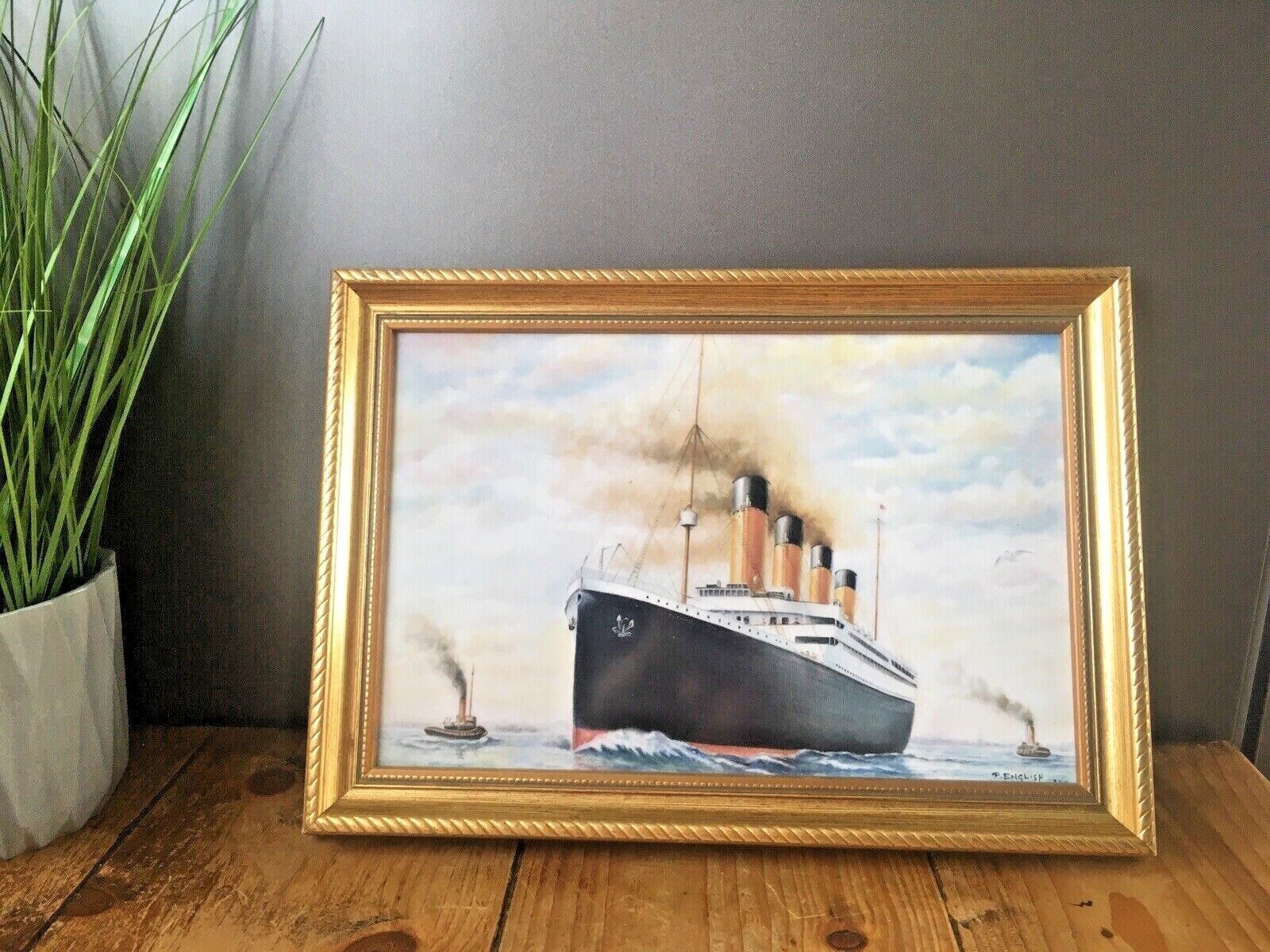 Caughley Paul English Royal Worcester Digital Print Framed Tile Plaque Titanic