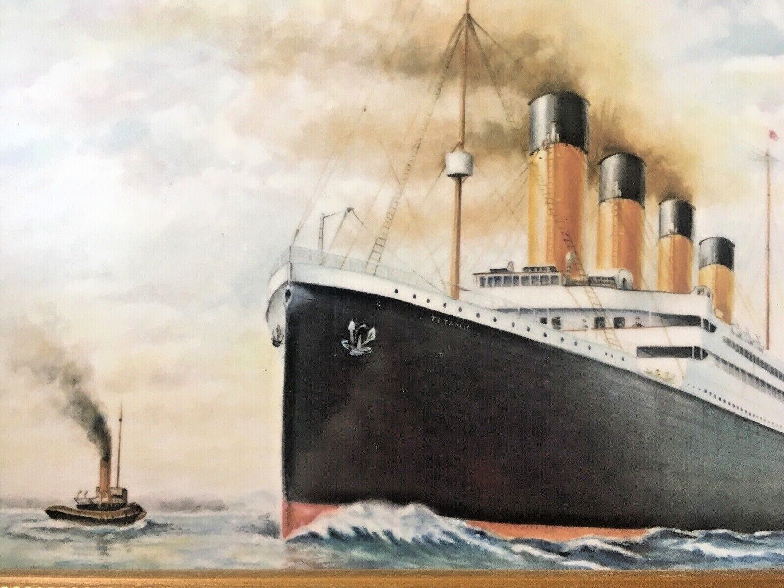 Caughley Paul English Royal Worcester Digital Print Framed Tile Plaque Titanic photo for sale