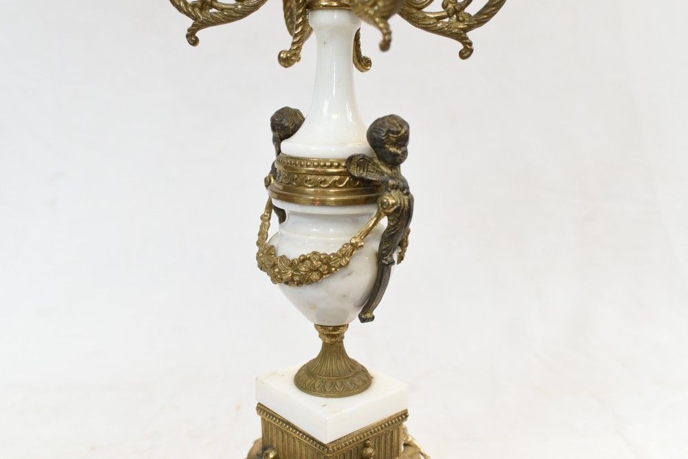 French Gilt Candelabra Marble Urn Cherub Candles photo Home Decor