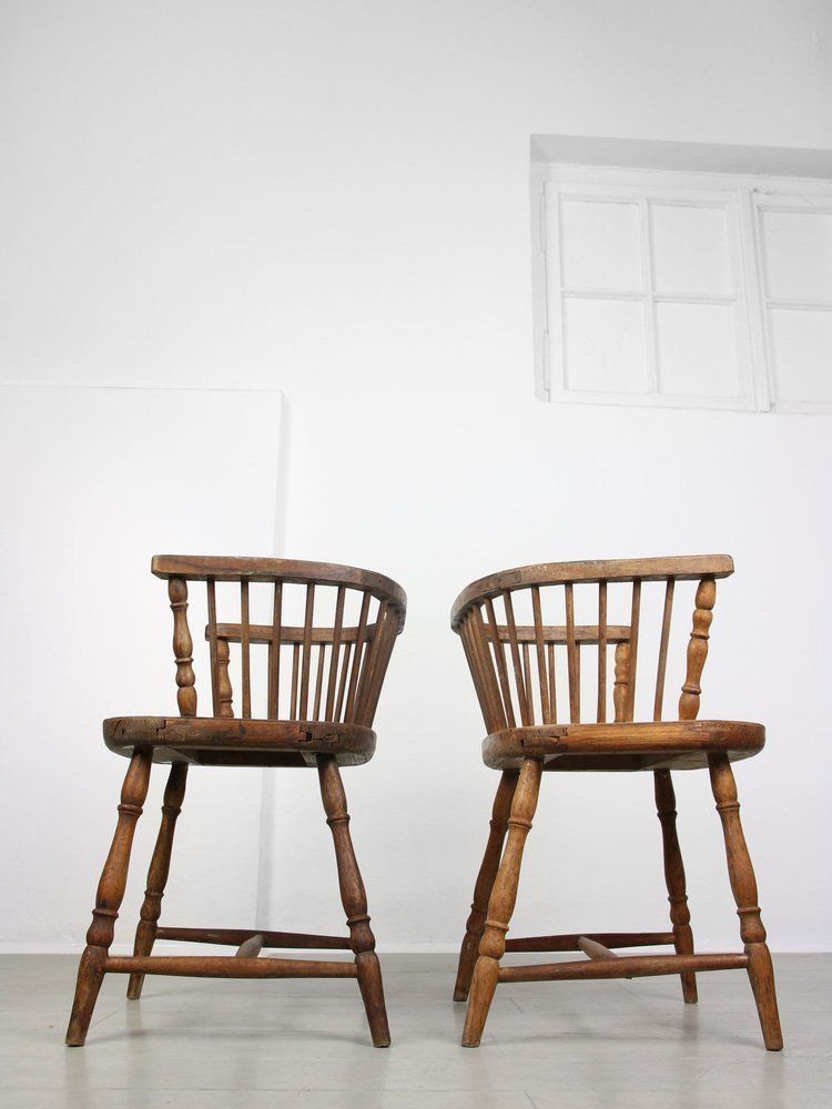 Antique Windsor Chairs With Low Back, Set Of 2 photo 3357.0
