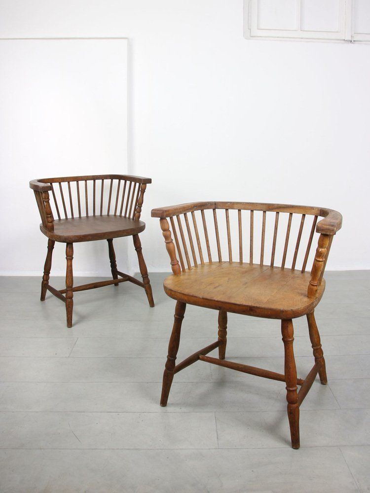 Antique Windsor Chairs With Low Back, Set Of 2 photo vintage