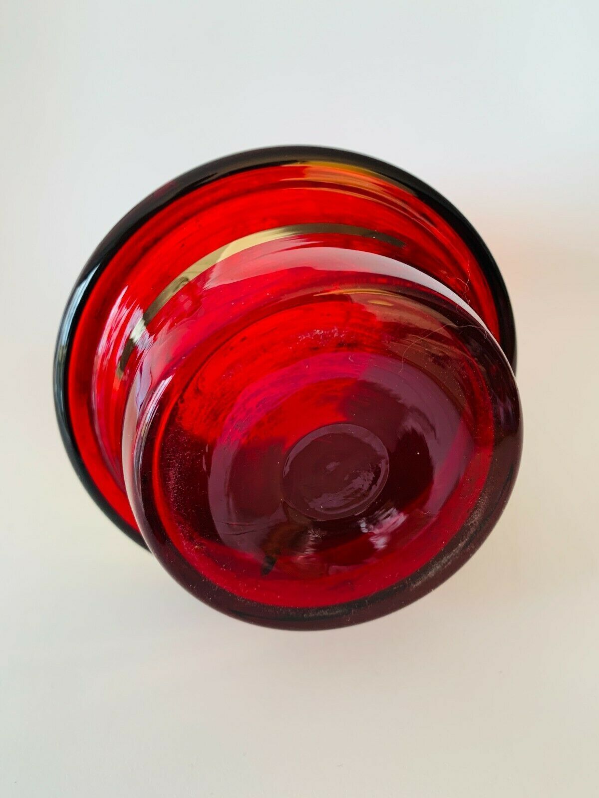 Mid Century Czech Jan Gabrhel Gilt Ruby Coloured Glass Vase 1960s photo vinterior
