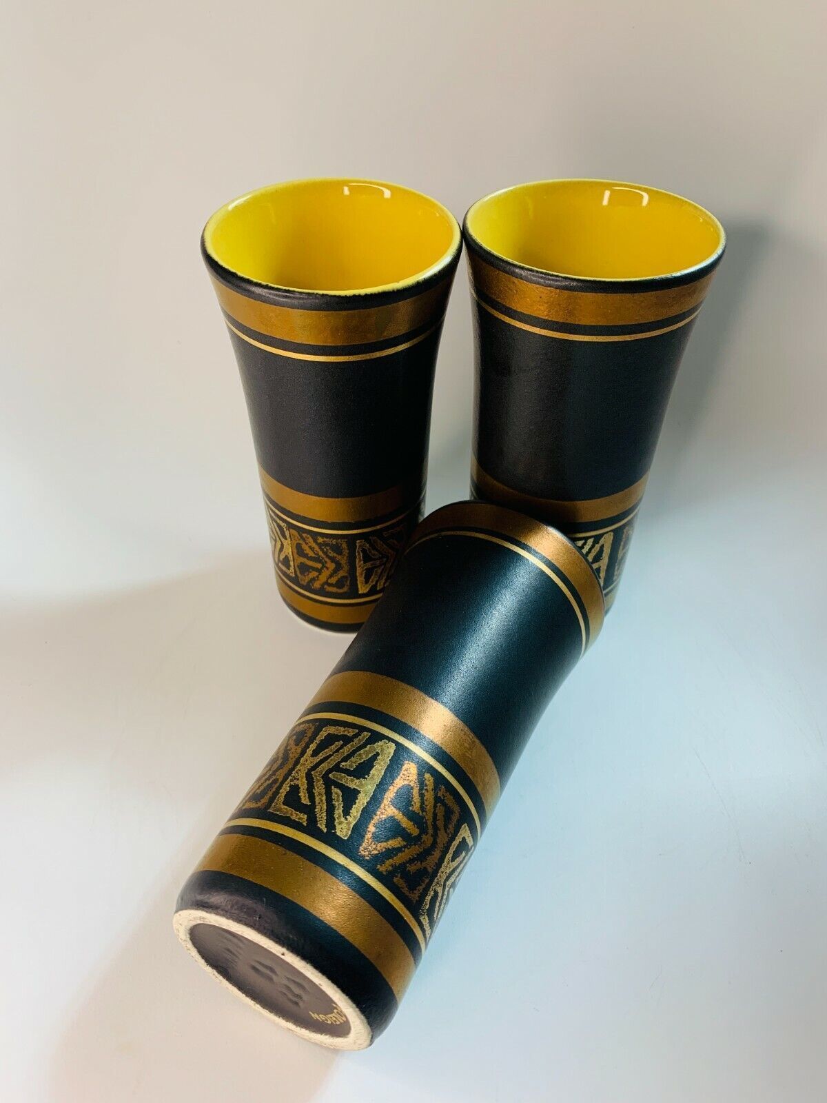 3 Mid Century Brown Gold And Bronze Vases By Dumler & Breiden West Germany photo vintage
