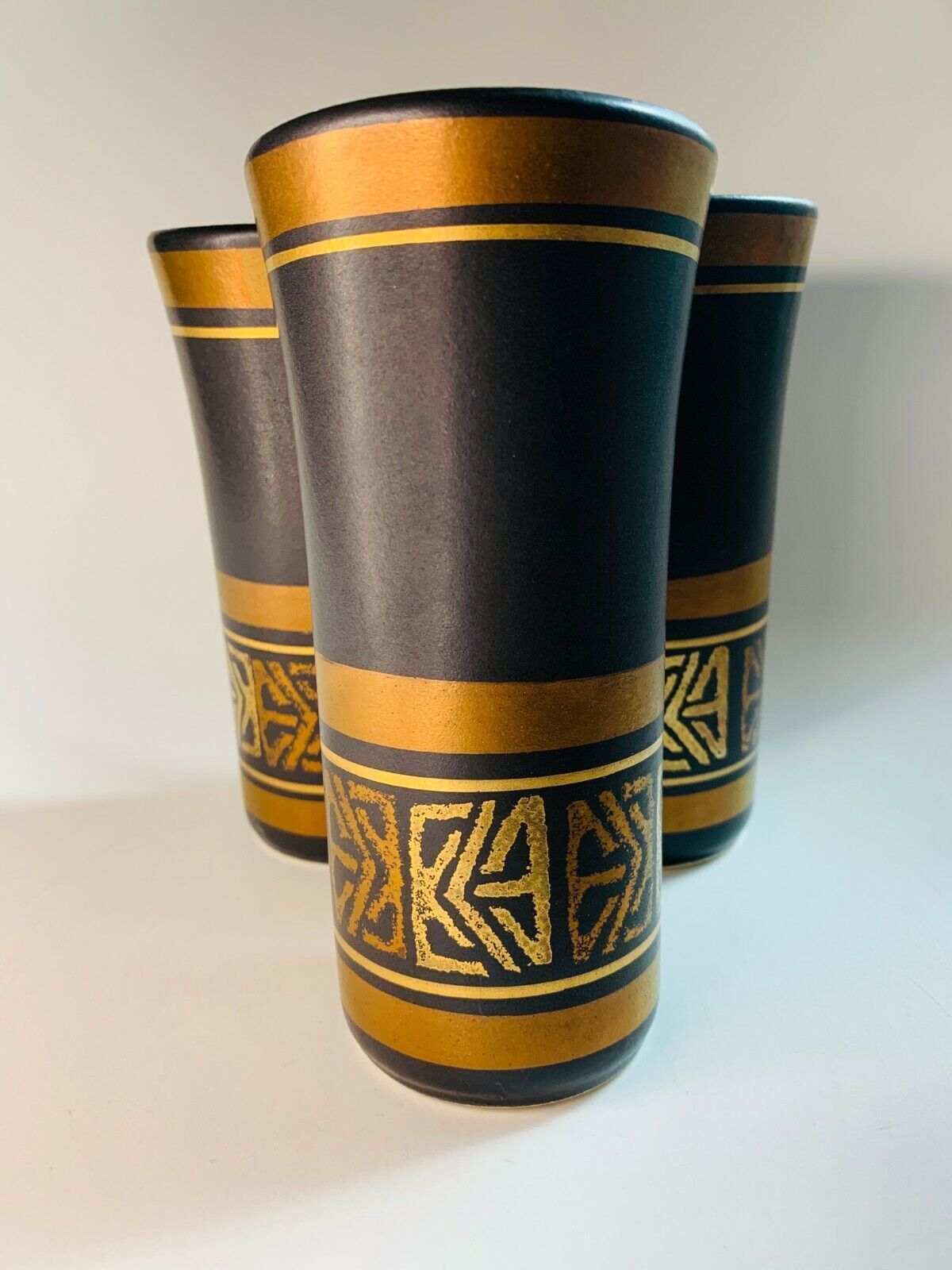 Home Decor 3 Mid Century Brown Gold And Bronze Vases By Dumler & Breiden West Germany photo