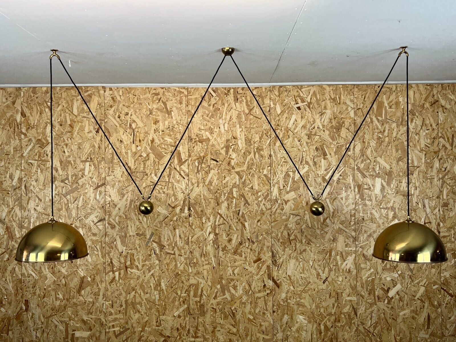 60er 70er Florian Schulz Vintage Double Counterbalance Brass Design Pendant Lamp photo furniture