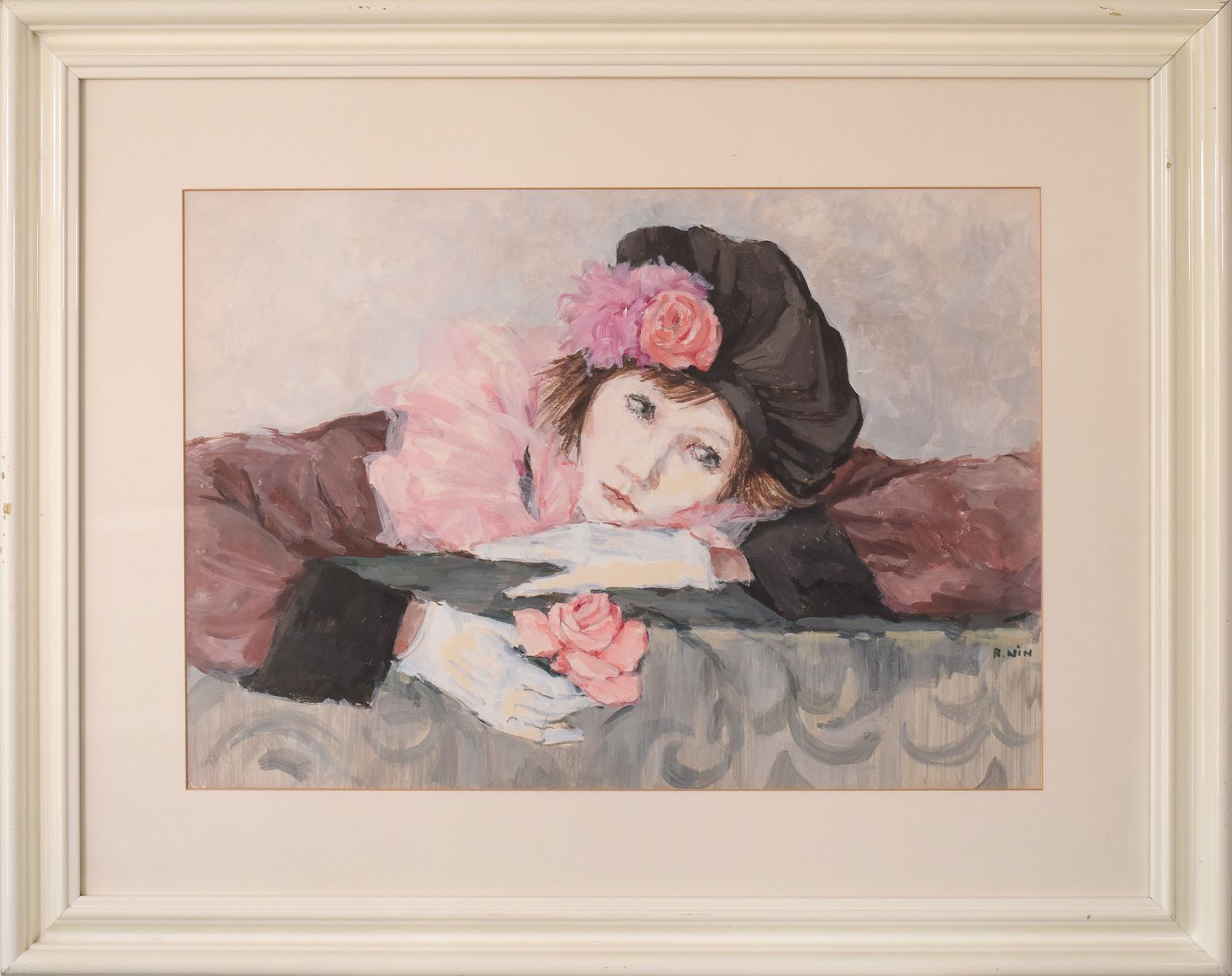 Portret Van Een Dame Met Een Roos, In De Stijl Van Manet photo furniture