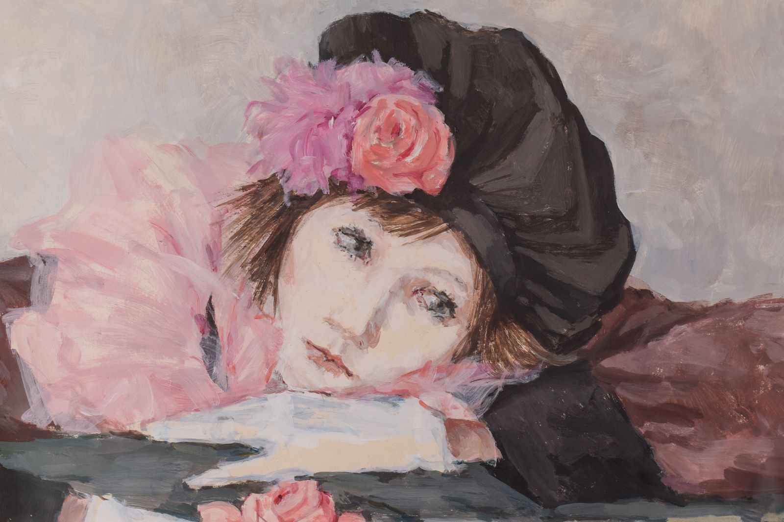 Portret Van Een Dame Met Een Roos, In De Stijl Van Manet photo for sale
