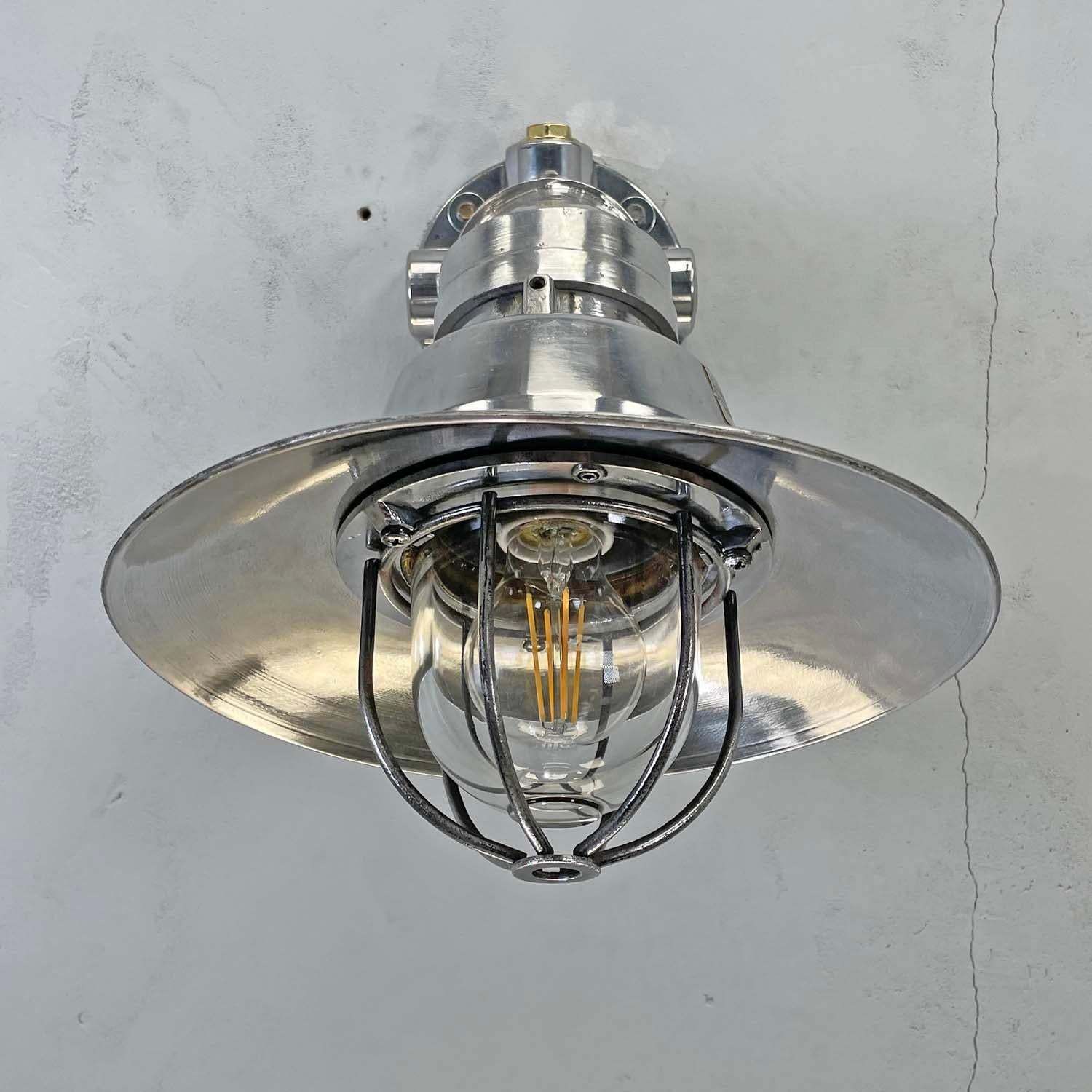 1980's Italian Cast Aluminum Flameproof Cantilever Wall Sconce With Cage & Shade photo furniture