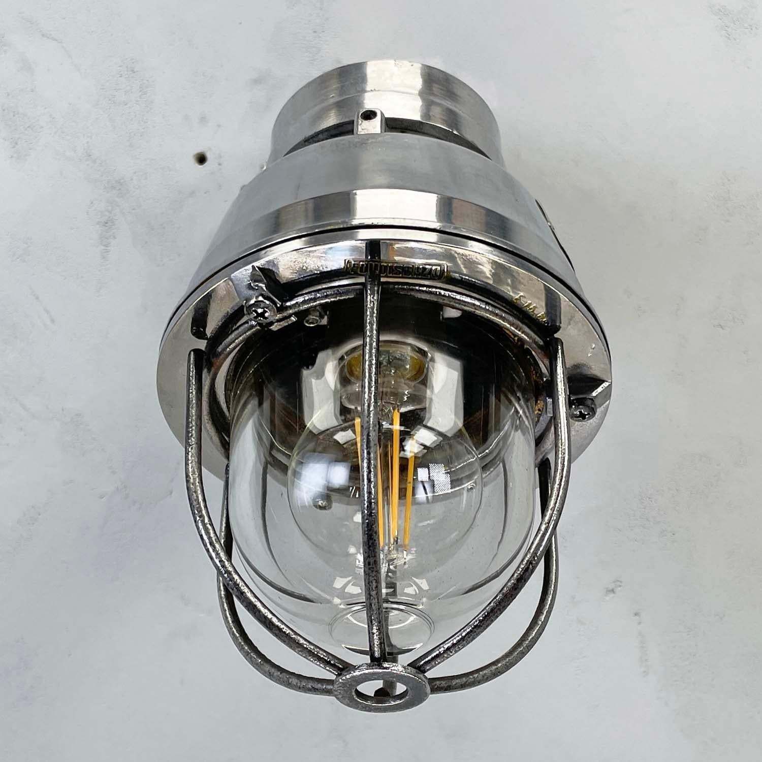 320.0 1980's Italian Cast Aluminum Flameproof Cantilever Wall Sconce With Cage & Glass photo