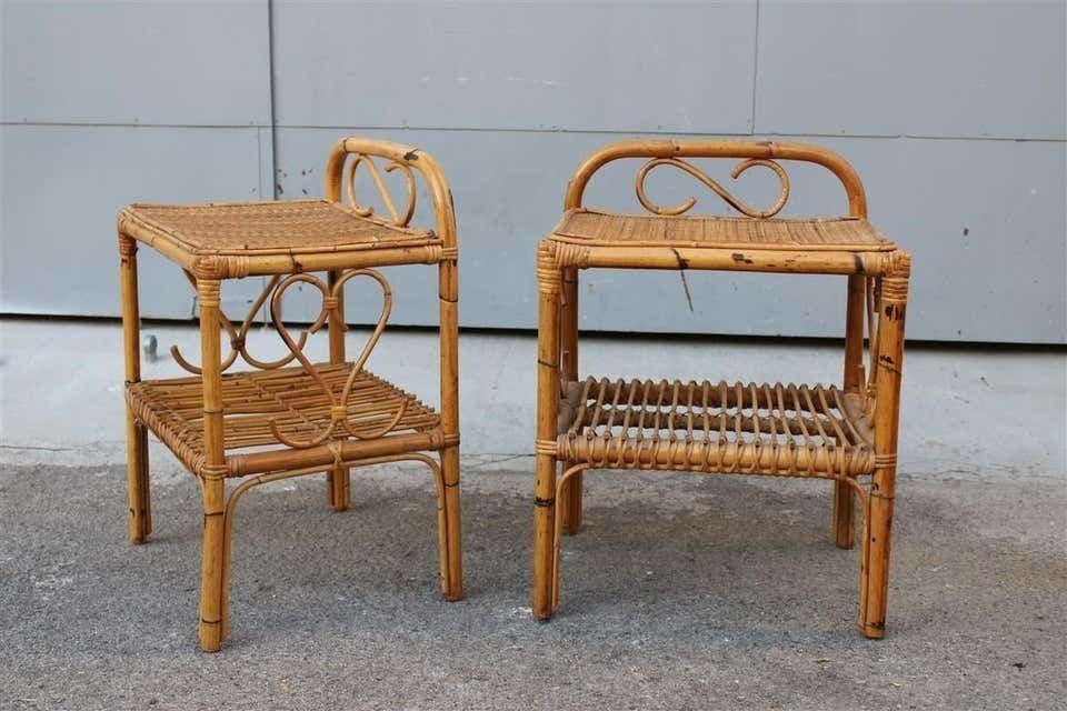 Pair Night Stands Mid Century Italian Design Bamboo Minimal 1950s photo buy