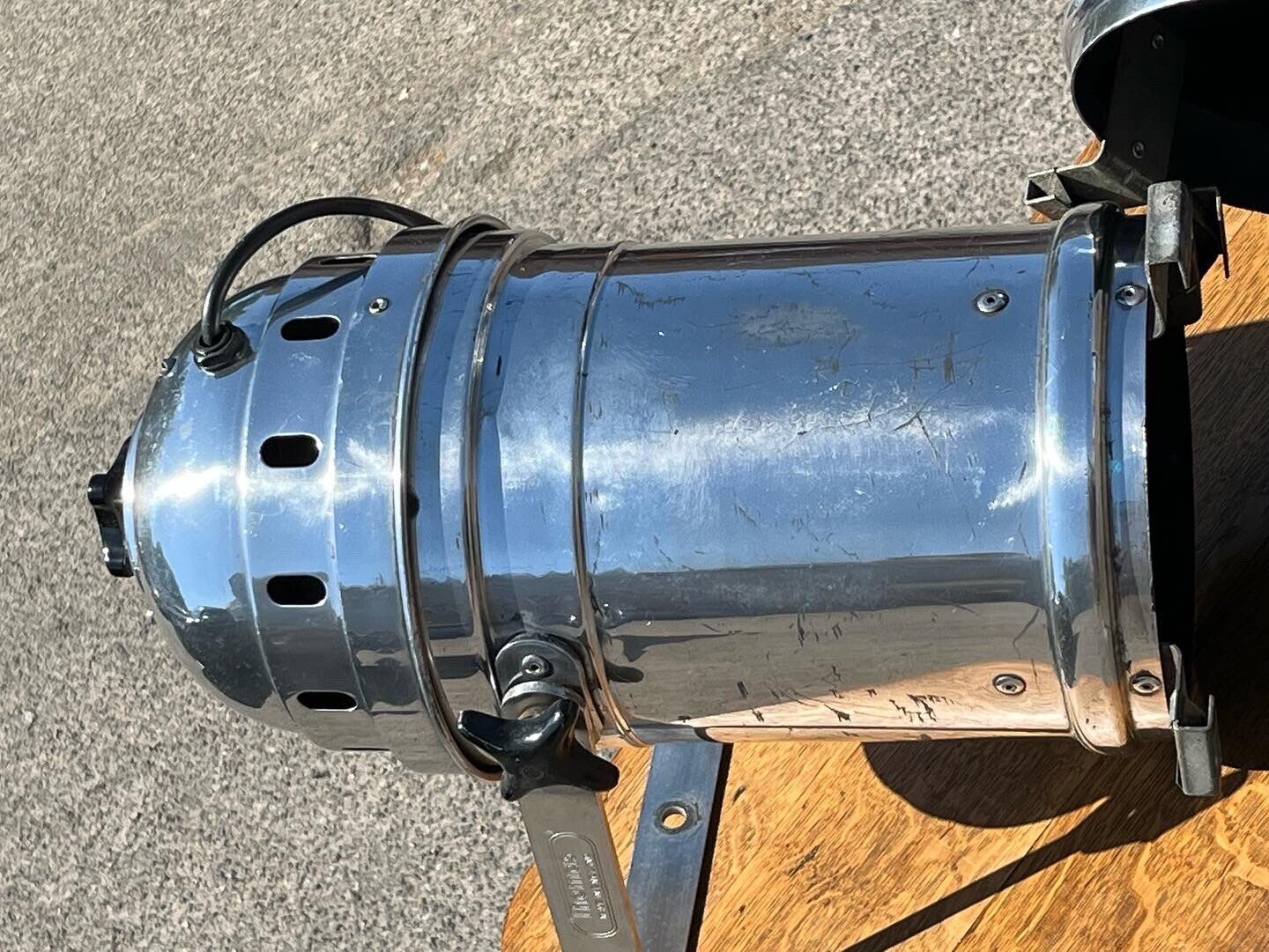 Polished Aluminium Pair Of Industrial Lights With Brackets photo furniture