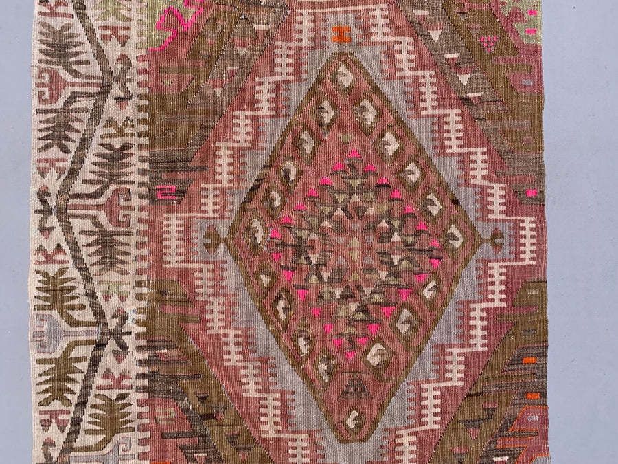 Old Turkish Narrow Kilim Runner 390x77 Cm, Shabby Chic, Vintage Decor Kelim Rug photo buy