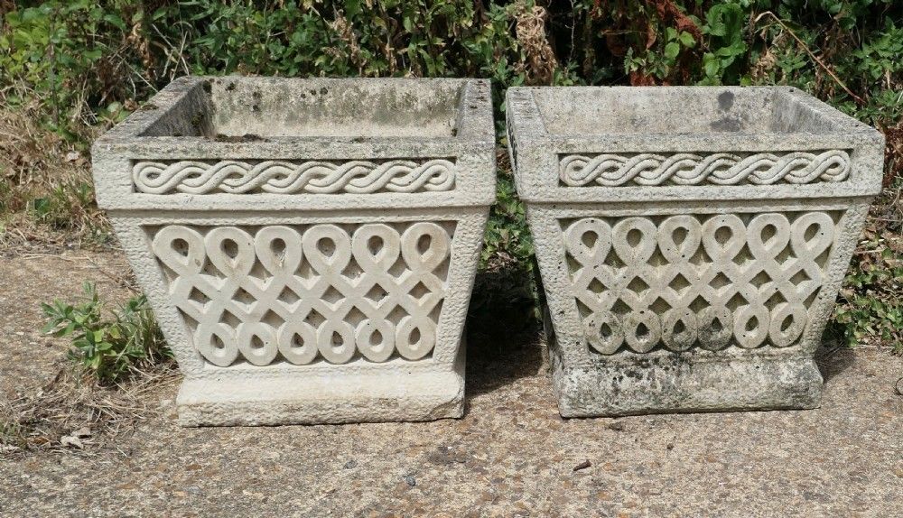 A Set Of 6 Classical Basket Weave Garden Planters photo buy