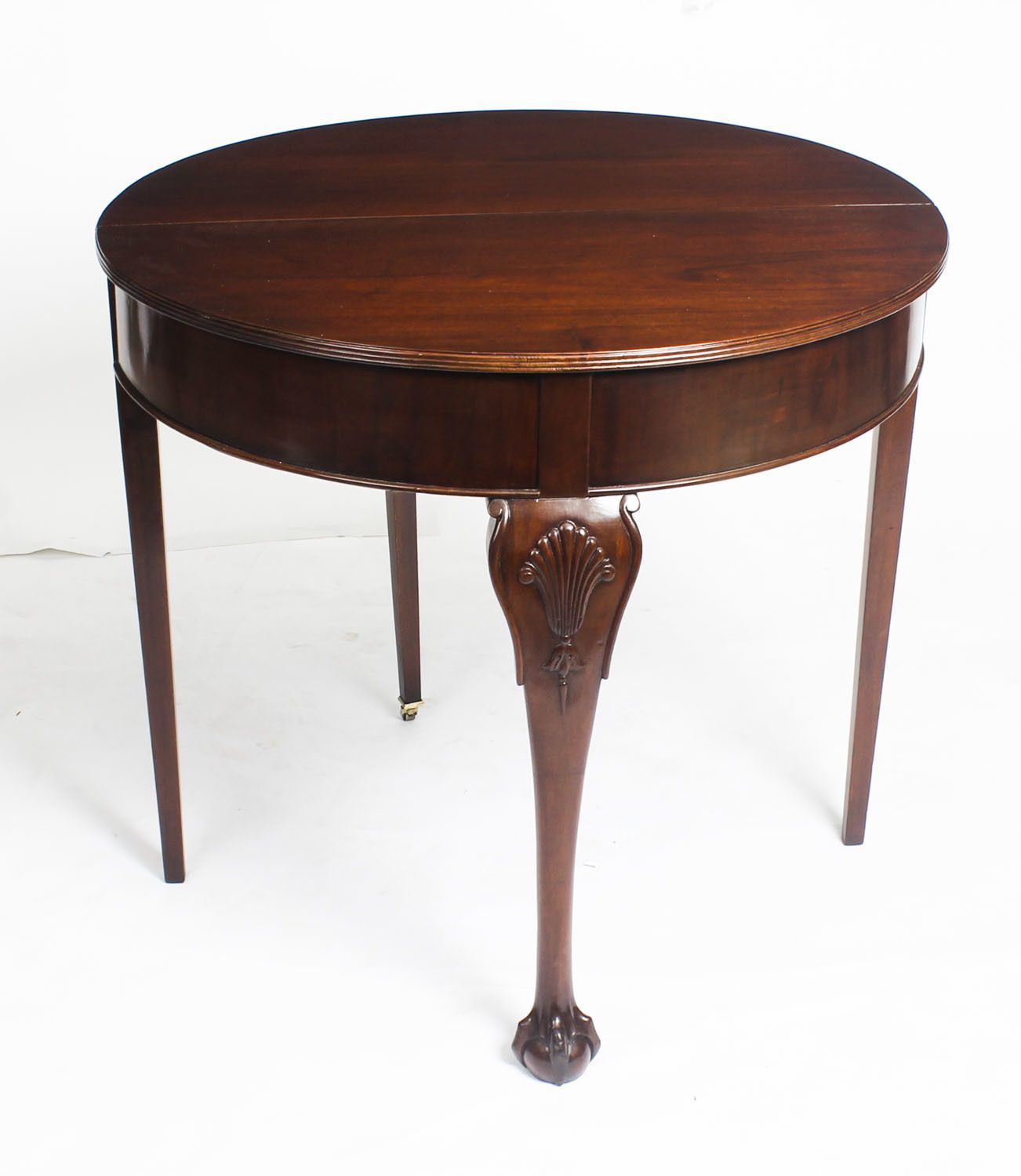 Victorian Mahogany Demi Lune Card Console Tea  19th C photo furniture