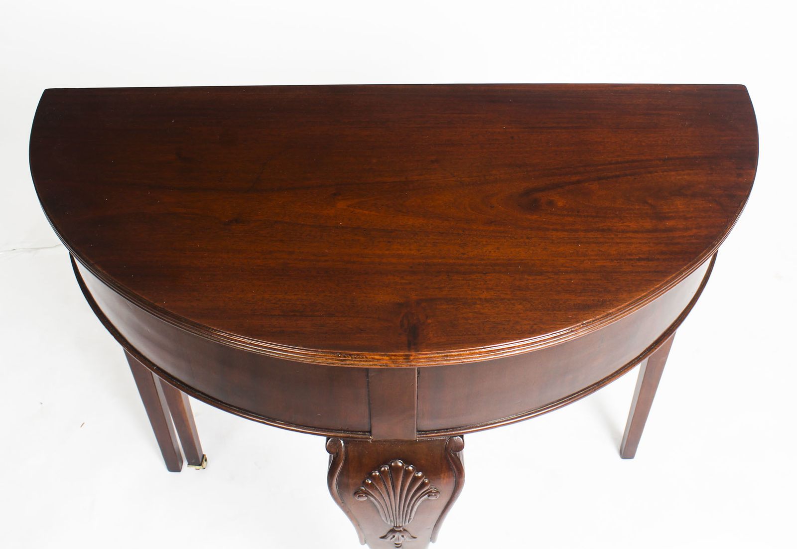 Victorian Mahogany Demi Lune Card Console Tea  19th C photo 1450.0