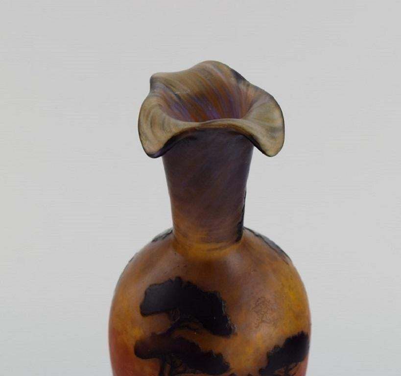 Muller Frères, France, Vase In Smoky And Dark Art Glass, 1920s photo Home Decor
