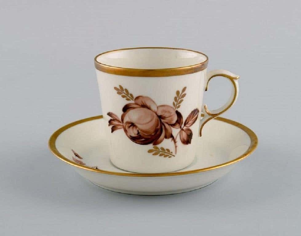 12 Royal Copenhagen Brown Rose Mocha / Coffee Cups With Saucers photo furniture