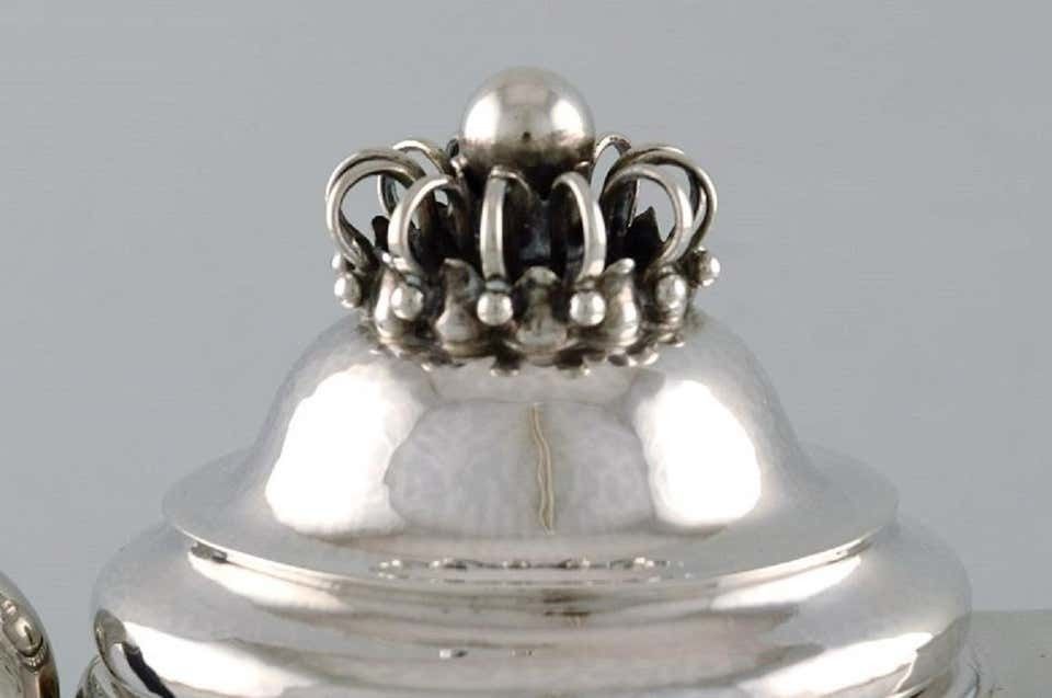 Rare Georg Jensen Coffee Service In Sterling Silver With Ebony Handles photo Home Decor