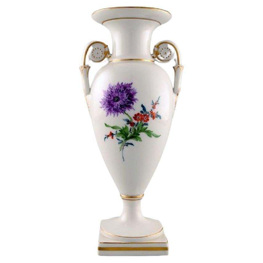 Meissen Empire Vase With Hand Painted Floral Motif. Ca. 1920