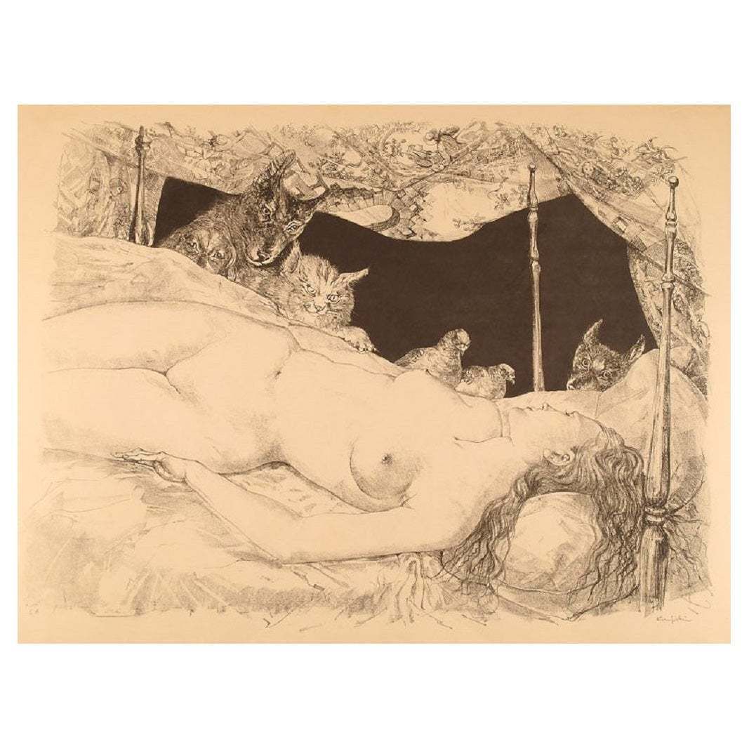 Leonard Tsuguharu Foujita (1868 1968). Le Rêve Lithography On Arches Paper. photo furniture