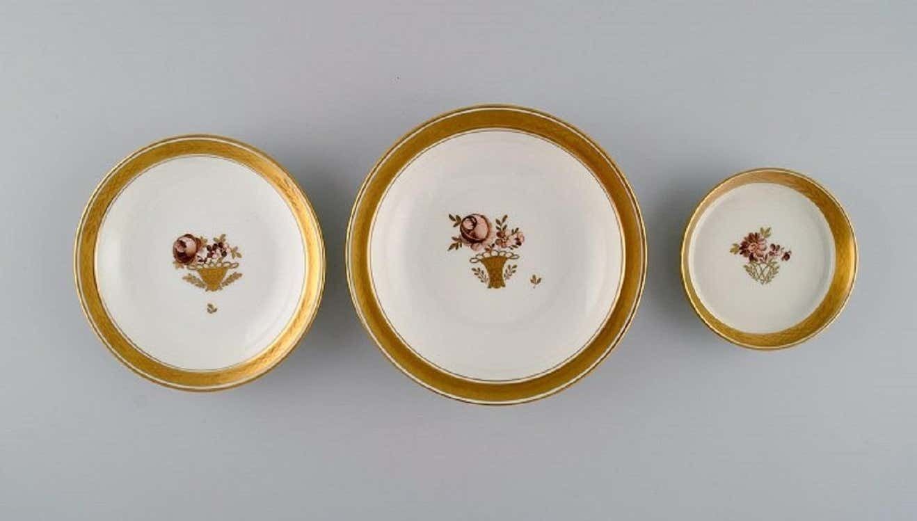 Six Royal Copenhagen Golden Basket Porcelain Bowls With Flowers photo furniture